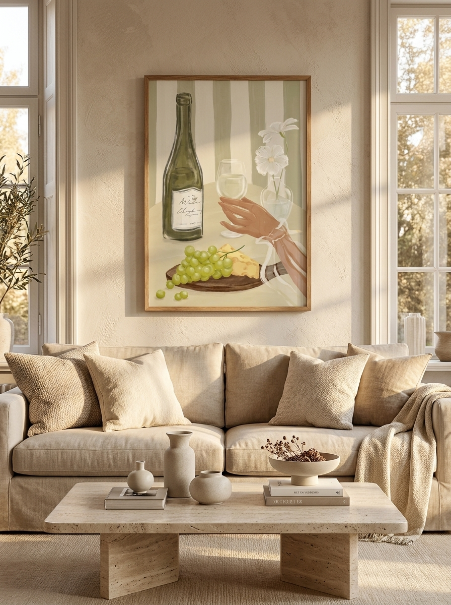 La Dolce Vita wine and grapes wall art print by Maevenly