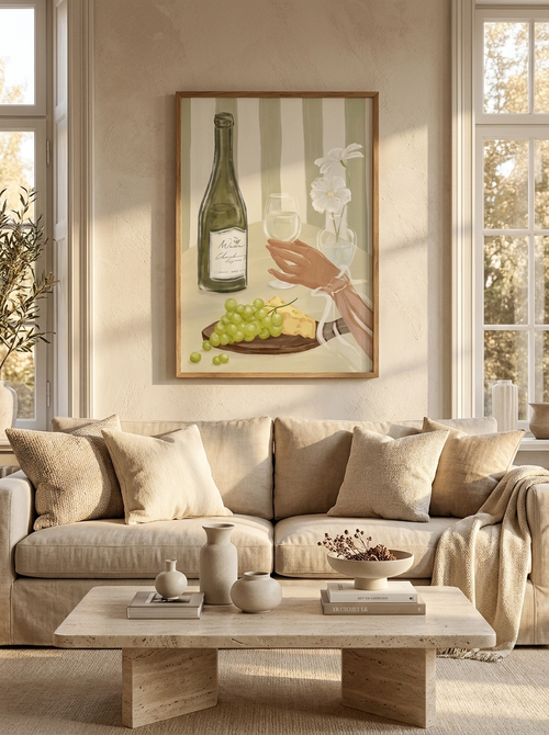 La Dolce Vita wine and grapes wall art print by Maevenly