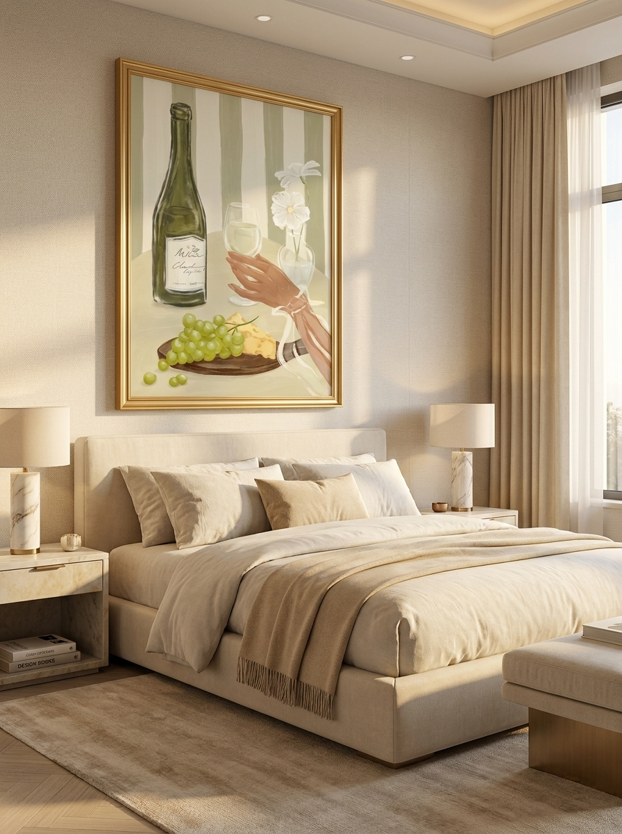 Kitchen wall art — European still life with wine and grapes