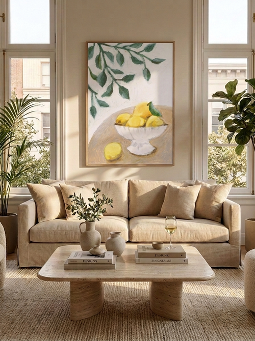 Limoni — Lemon Bowl Kitchen Wall Art Print